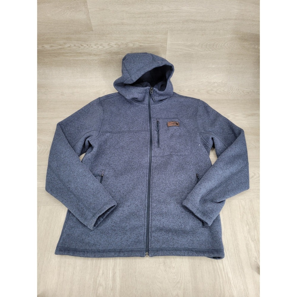 The North Face Hoodie Men's Large Blue Fleece Full Zip Hooded Sweatshirt